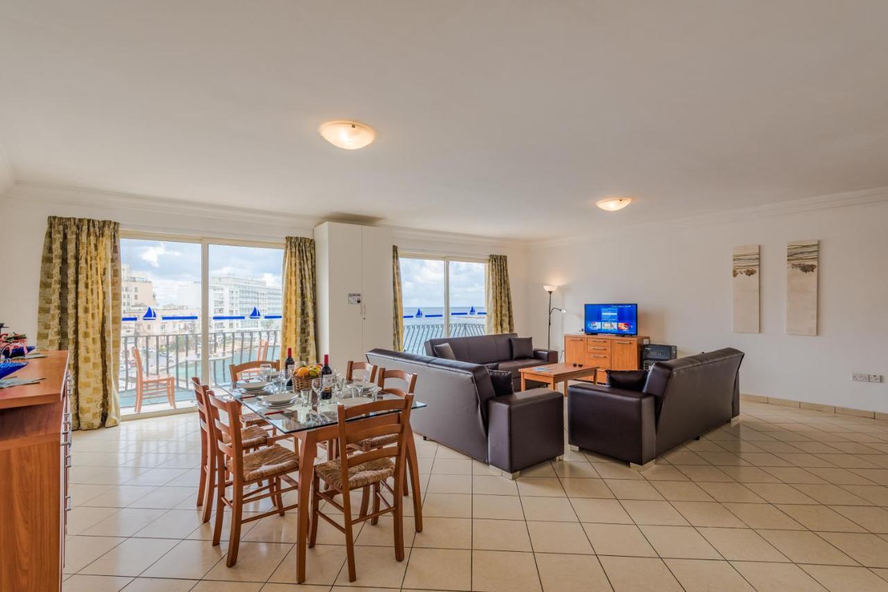Spinola Bay Top Floor Seafront 3 Bedroom Apartment With Panoramic Sea Views - By Getawaysmalta سانت جوليان المظهر الخارجي الصورة