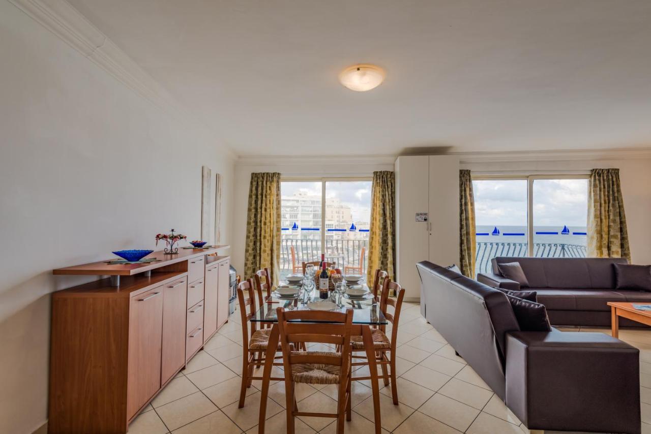 Spinola Bay Top Floor Seafront 3 Bedroom Apartment With Panoramic Sea Views - By Getawaysmalta سانت جوليان المظهر الخارجي الصورة