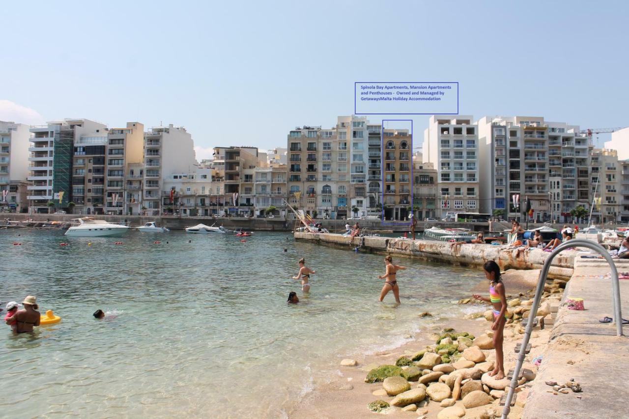 Spinola Bay Top Floor Seafront 3 Bedroom Apartment With Panoramic Sea Views - By Getawaysmalta سانت جوليان المظهر الخارجي الصورة